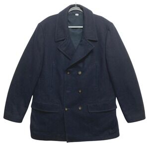 Lauren Ralph Lauren Pea Coat Jacket Mens 48L Navy Double Breasted Wool Blend